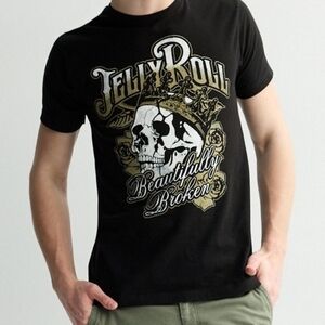 NWT Jelly Roll Unisex Beautifully Broken Black Band Tee / Graphic Tee